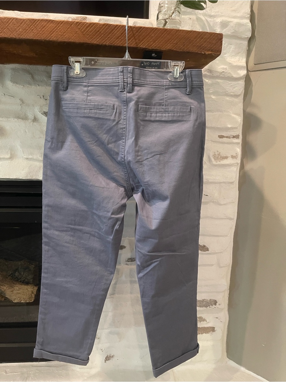 Democracy Light Gray High-Rise Pants with Branded Button - Picture 2 of 8